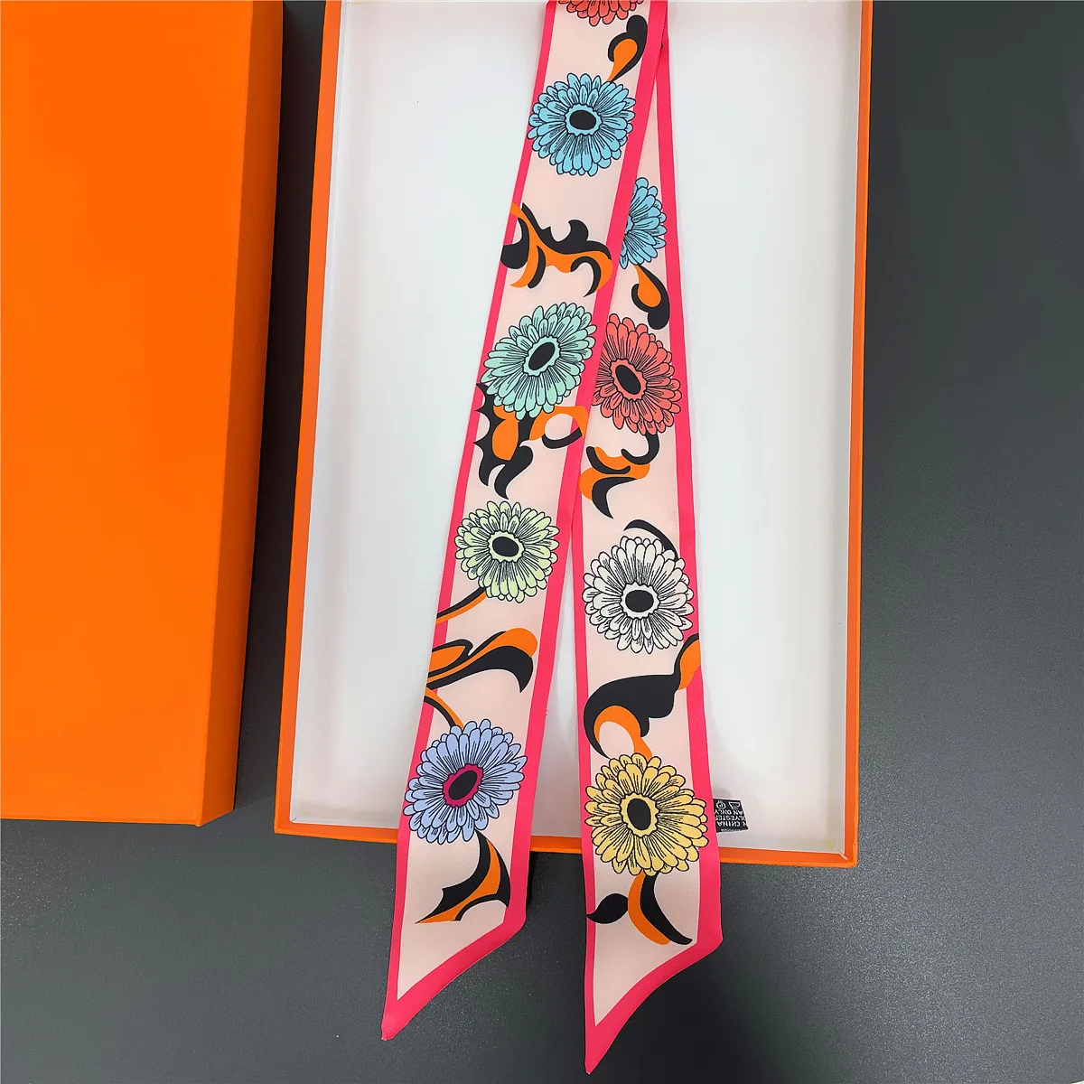 2023 Silk Scarf South Korean Small Scarf French Tie Hair Thin Narrow Strip Silk Scarf Women Versatile Spring and Autumn Binding