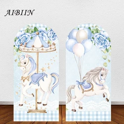 AIBIIN Background Arch Doubleside Carousel Theme birthday Party Decoration Customizable Photography Background