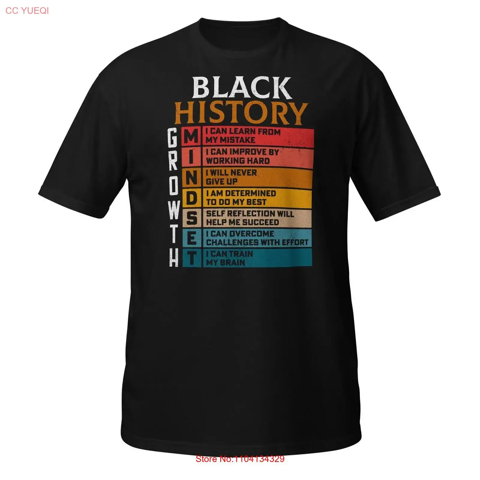 Black History Growth Mindset T Shirt African American Lives Matter Mom Dad   vintage Washed graphic Slightly streetwear Casual
