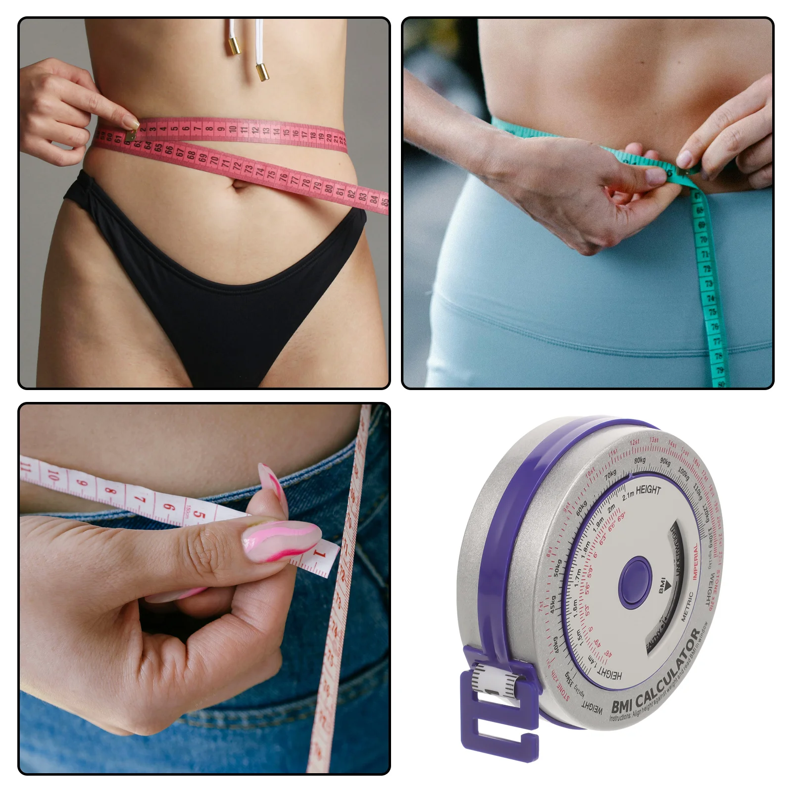 شريط قياس ألومنيوم 2 متر أزرق 2 جسم الخصر قياس محيط الصحة المقتفي دقيق اللياقة البدنية الخياطين الأساسية