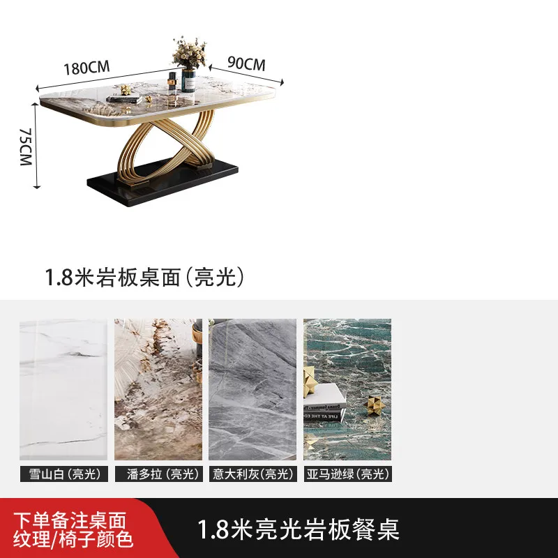 Marble Kitchen Table Modern Dining Table With Stainless Steel Finish Black White Desk Top For Six People Home Rectangle