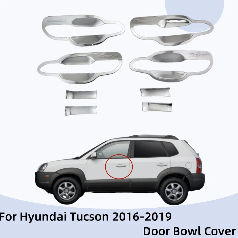 Car Stickers Cars Accessories Chrome Door Bowl Cover Trim For Hyundai Tucson 2016 2017 2018 2019 Exterior Components Decorate