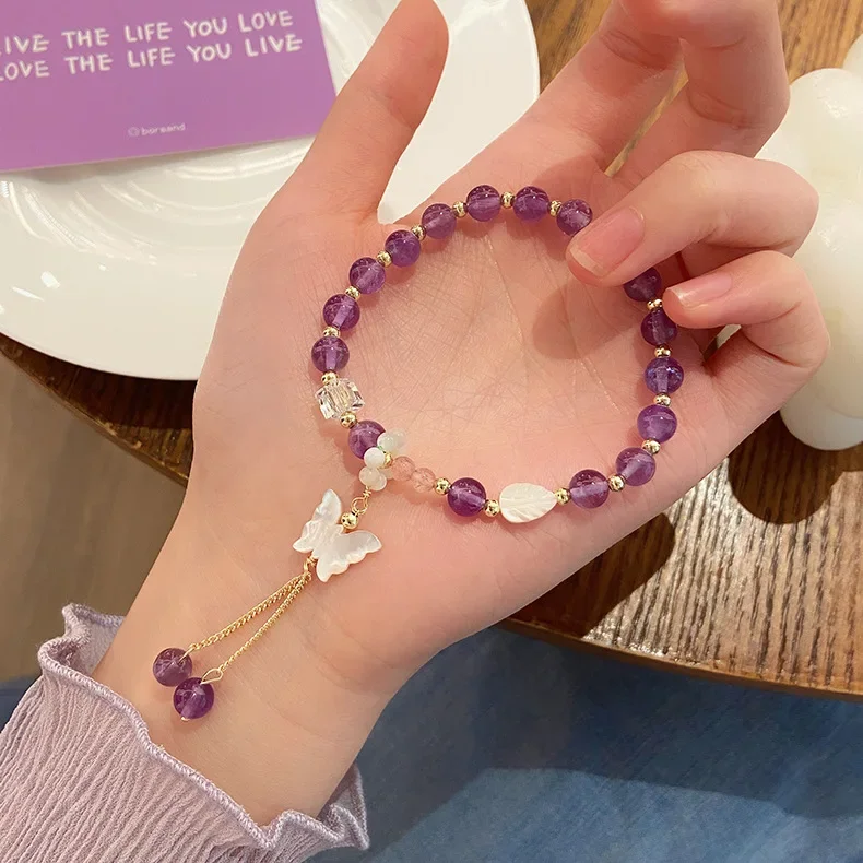 

Women's Bracelet with Luminous Purple Crystal and Mermaid Tail Design Pendant High Quality Jewelry Romantic Valentine's Day Gift