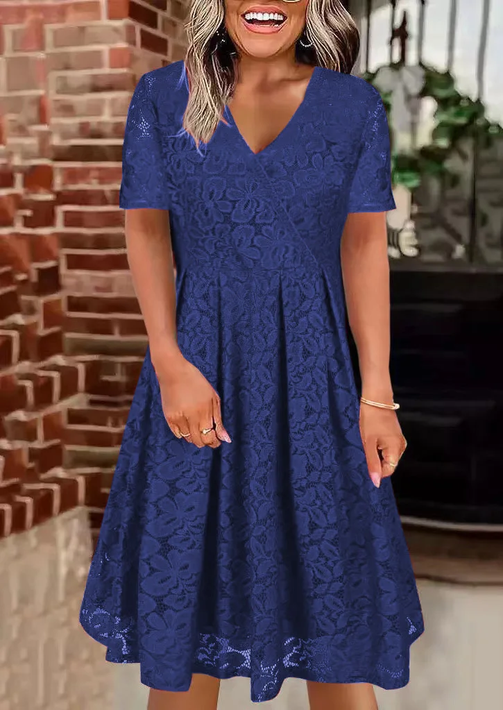 Elegant Black Lace Dress Women - Midi Skirt Floral recension och pris