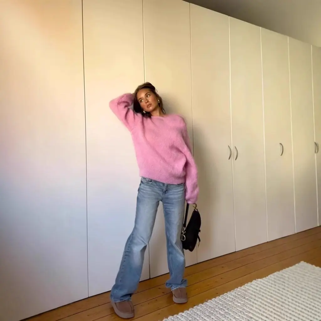 

Women's Loose Lazy Style Wool Sweater Long-Sleeved Pullover Top European American Fashion Trendy Knitwear