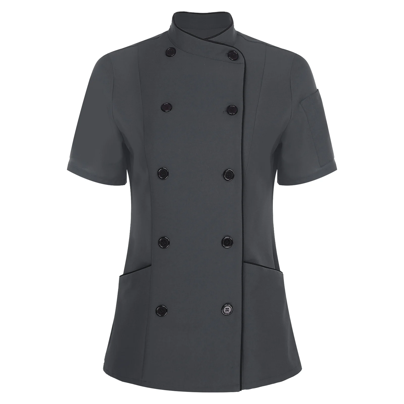Manteau de Chef à manches courtes pour femmes, vêtements de travail pour Restaurant, hôtel, col croisé, veste à Double boutonnage, uniforme de Chef de cuisine