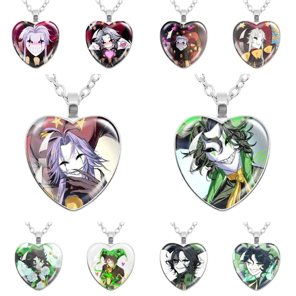 Game The F-Freak Circus Pierrot Harlequin Heart Glass Cabochon Pendant Necklace Bag Charm Jewelry Gif-
