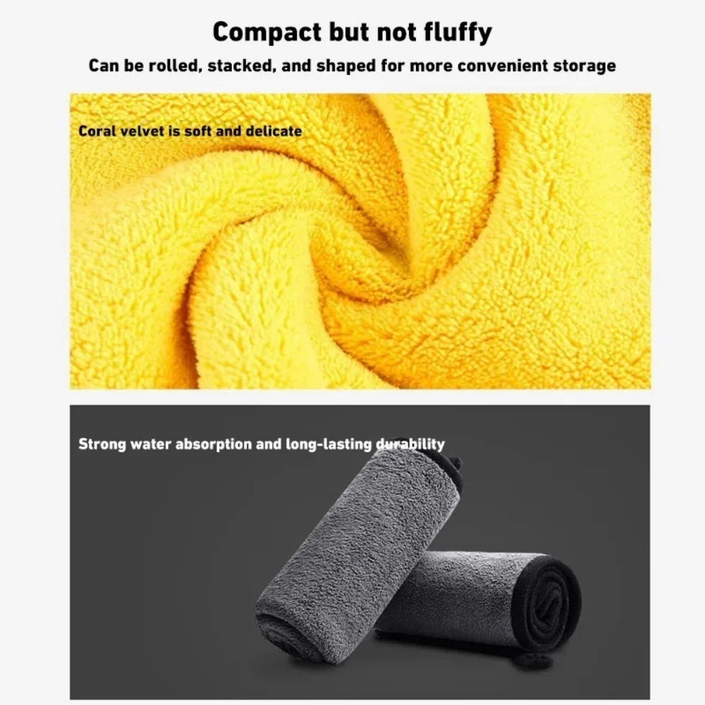 Car Wash Microfiber Towel Thicken Double Layer Car Cleaning Drying Cloth Hemming Car Care Cloth Detailing Car Wash Towel