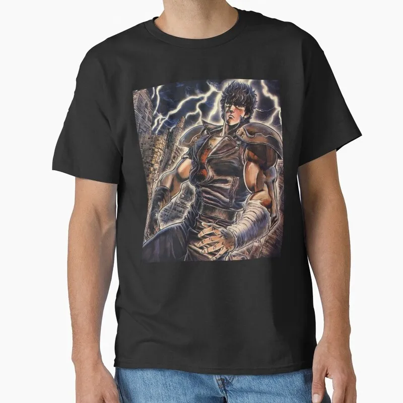 Kenshiro Fist of the North Star T‑Shirt 100% Cotton print Vintage Hokuto No Ken Anime Streetwear 0421 Casual Short Sleeve Tops