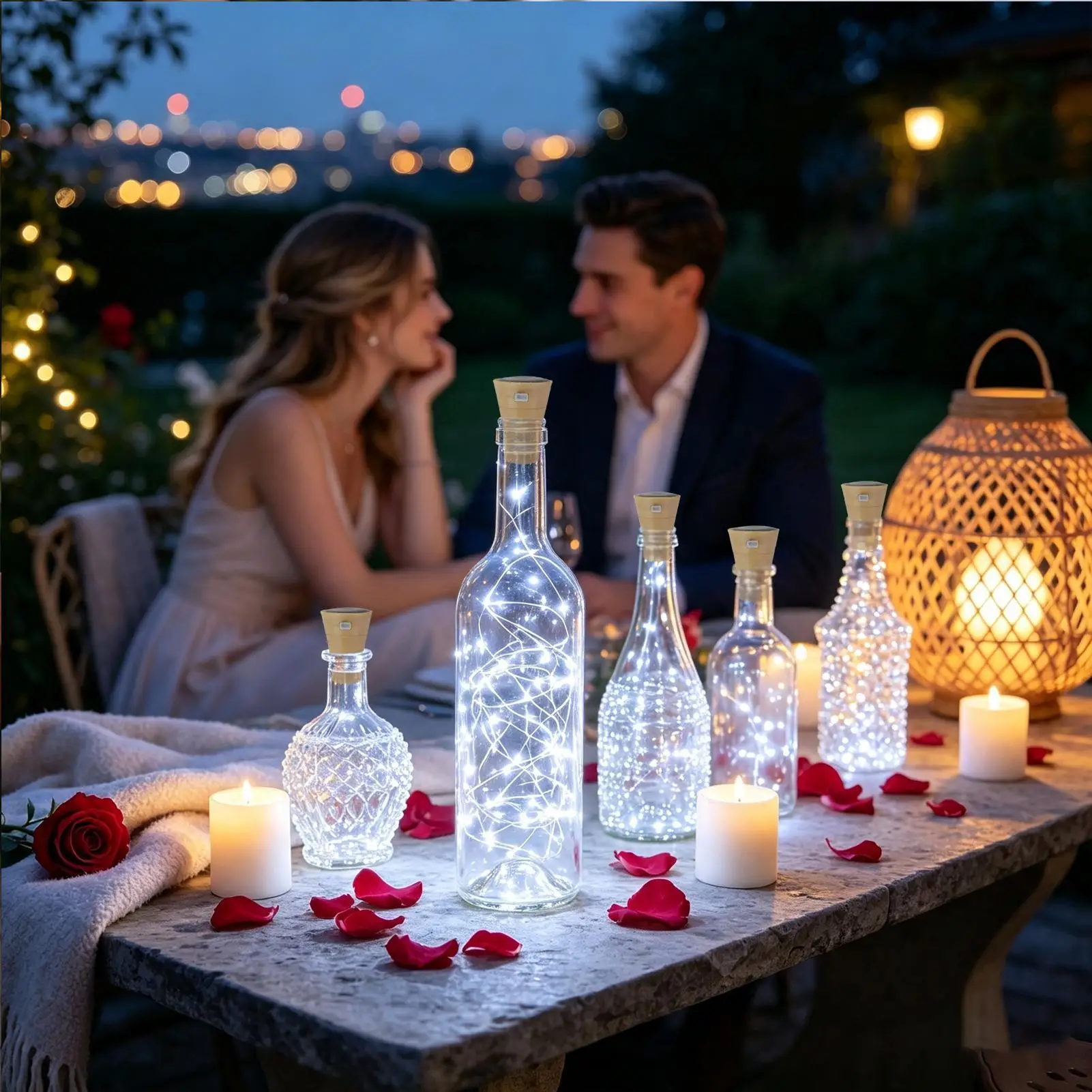 Wine Bottle Lights With Cork 6 Pieces LED Waterproof DIY Decoration Fairy Cork String Lights For Dining Table Garden Path Home