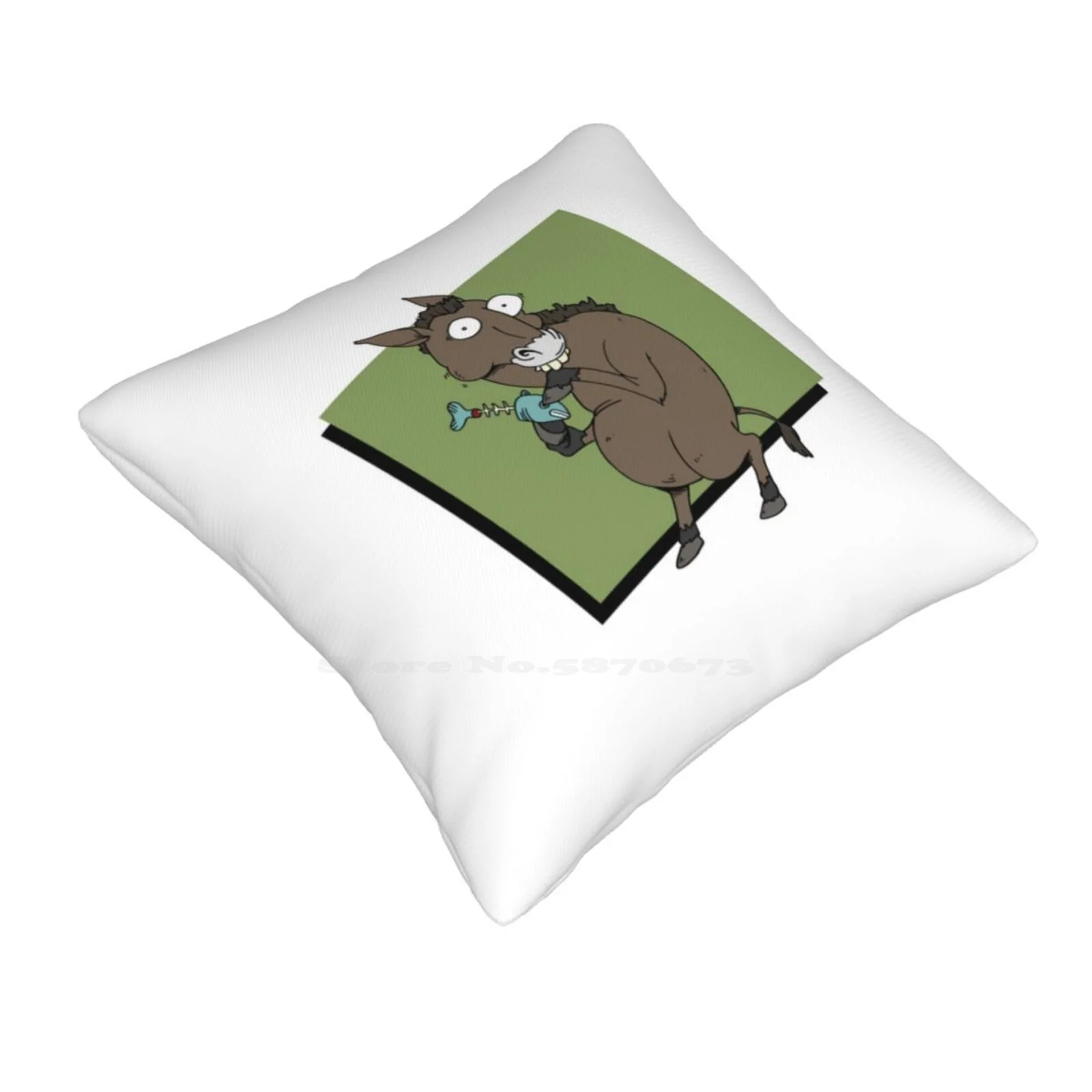 Donkey Eating A Fish Home Sofa Car Cushion Cover Pillowcase Donkey Fish Cartoon Funny Caught Scared Uh Oh Ass