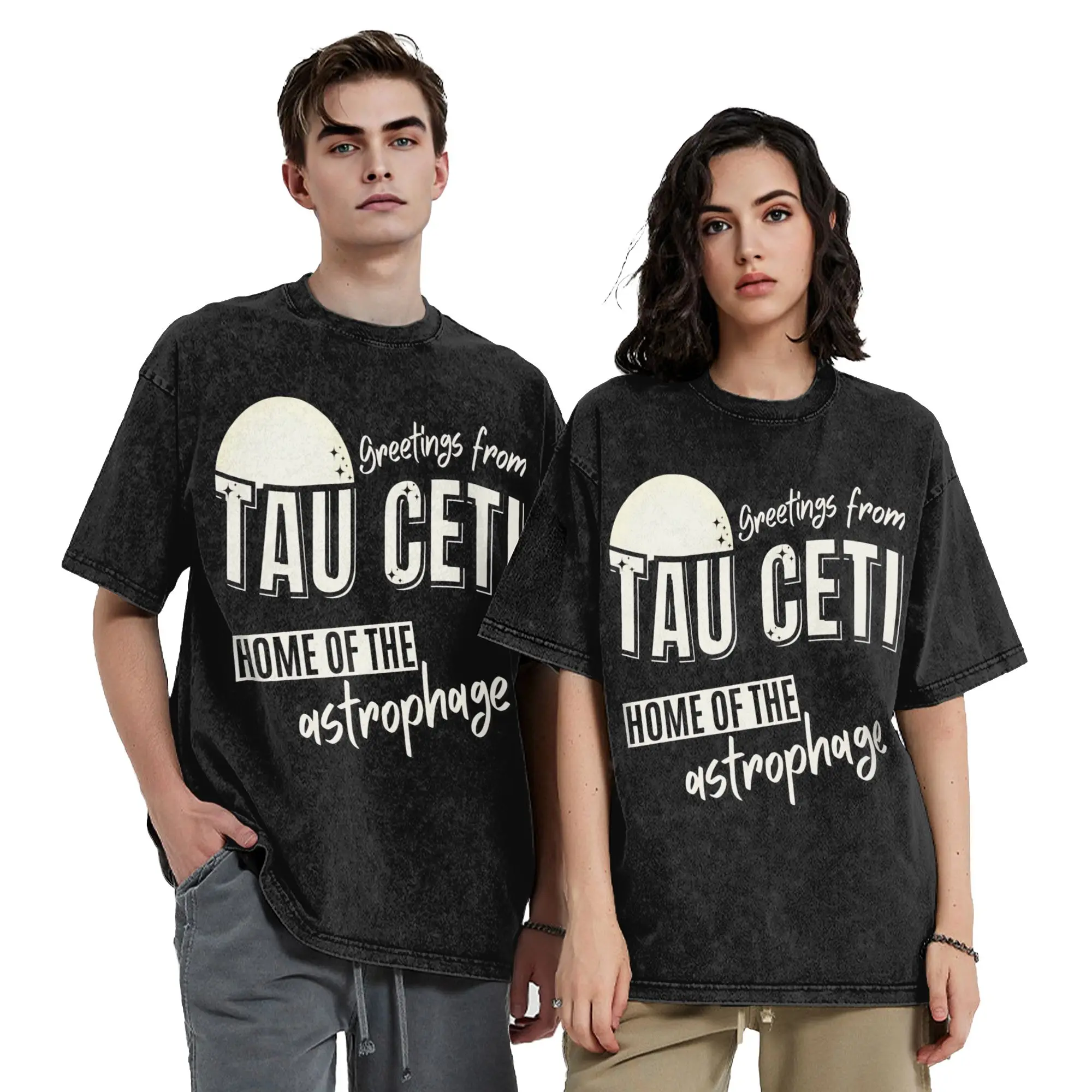 Washed T Shirt Project Hail Mary Greetings from Tau Ceti Hip Hop Retro T-Shirts Harajuku Streetwear 100% Cotton Printed Tees