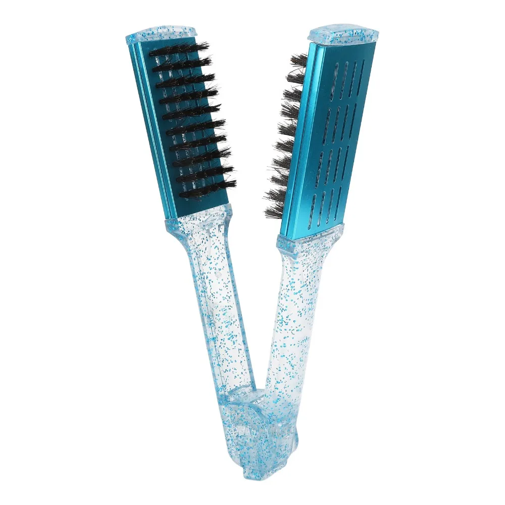 Multifunction Hair Straightener Clamp Brush Blue Exquisite Straightening Clamp Brush ABS Double Sided Straightening Comb