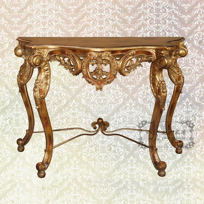 1.26 meters European gold and silver foil engraved hardware entrance table model room entrance table living room corridor severa