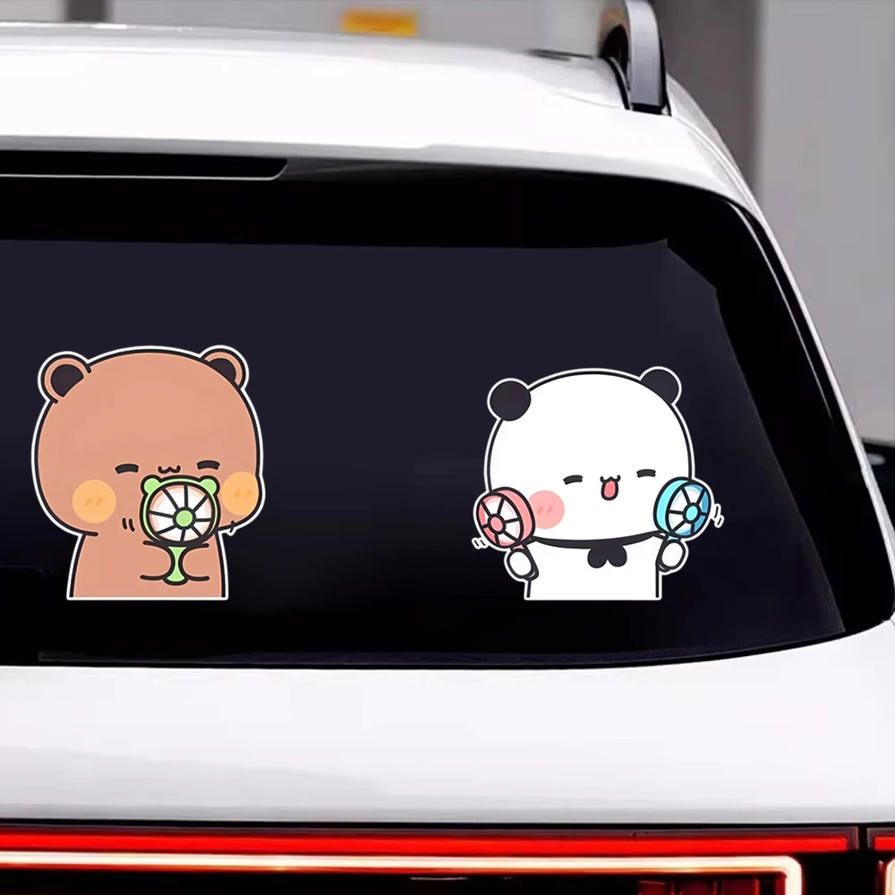 Bubu Dudu Cute Car Stickers Anime Couple Bear Windows Decals Auto Decoration Accessories Suitcase Ornaments DIY Windshield Decor