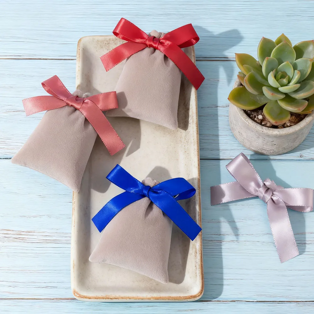 

10 шт., толстый бархатный мешочек на шнурке, серые мешочки для ювелирных изделий, подарочная сумка для макияжа, свадебной вечеринки, упаковка для хранения конфет и косметики