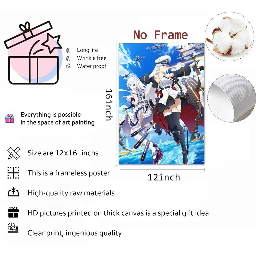 Game Naval Gacha Azur Lane Painting Calligraphy Canvas Print Wall Mural for Living Room Decor Gifts