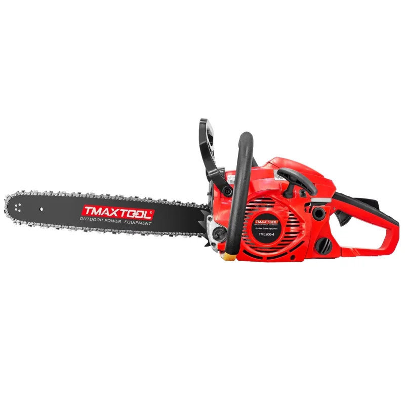 TMAXTOOL Tronçonneuse à gaz puissante de 20 pouces de 62 cc avec 2 temps – Parfaite pour les opérations de l'élagage, des membres et des scierie-Rouge