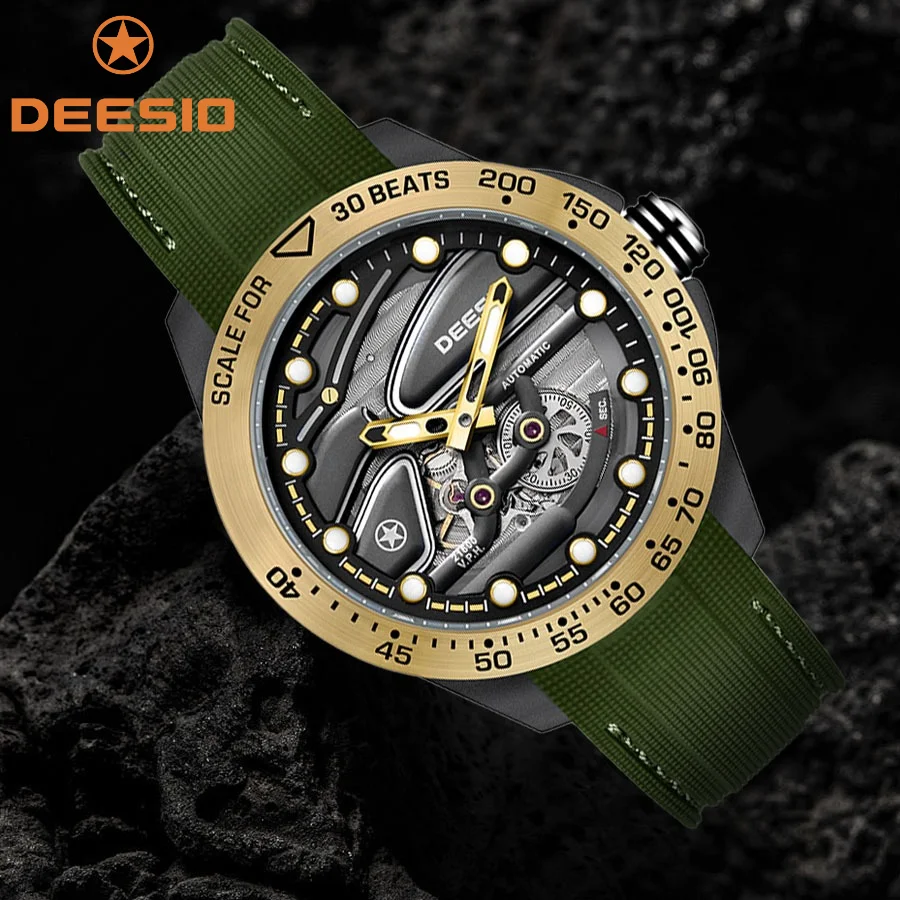 Часы Deesio D60025A, трендовые оригинальные дизайнерские водонепроницаемые ручные часы с большим циферблатом, механические наручные часы с автоматическим механизмом, мужские подарки