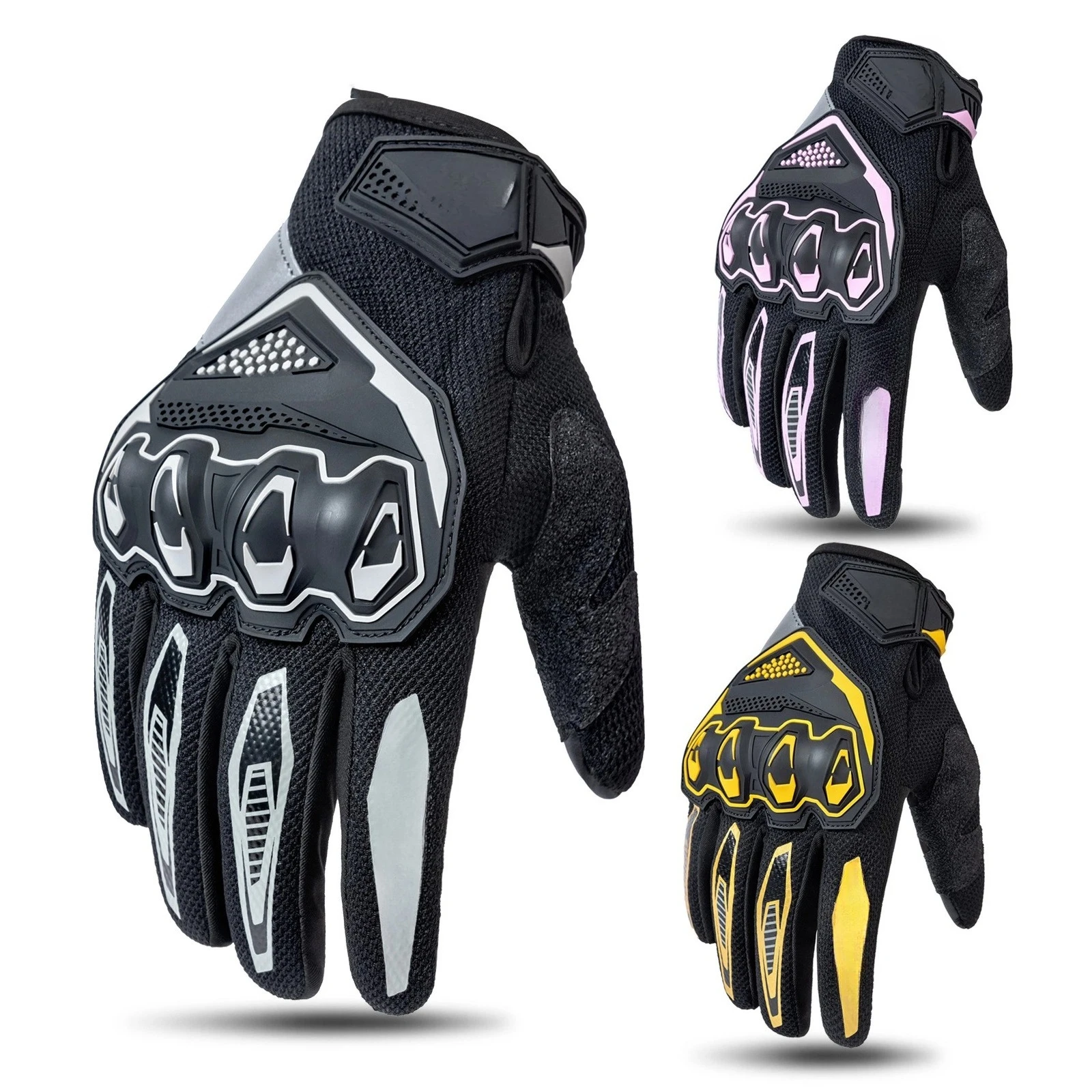 

Unisex All-Season Motorcycle Gloves, Full Finger Breathable Riding Gloves with Anti-Impact Protection for Off-Road