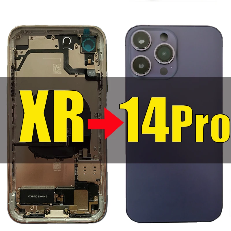 

Full Assemble For iPhone xr like 14pro Shiny Housing ,for XR Change to Diy 14 Pro Bright Backshell Replacement with Free Case