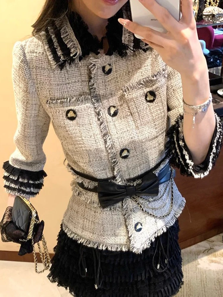 

Женское пальто Ele ort Sle из полиэстера и нейлона с ретро-узором в виде крупных цветов, высокое качество, приятное на ощупь