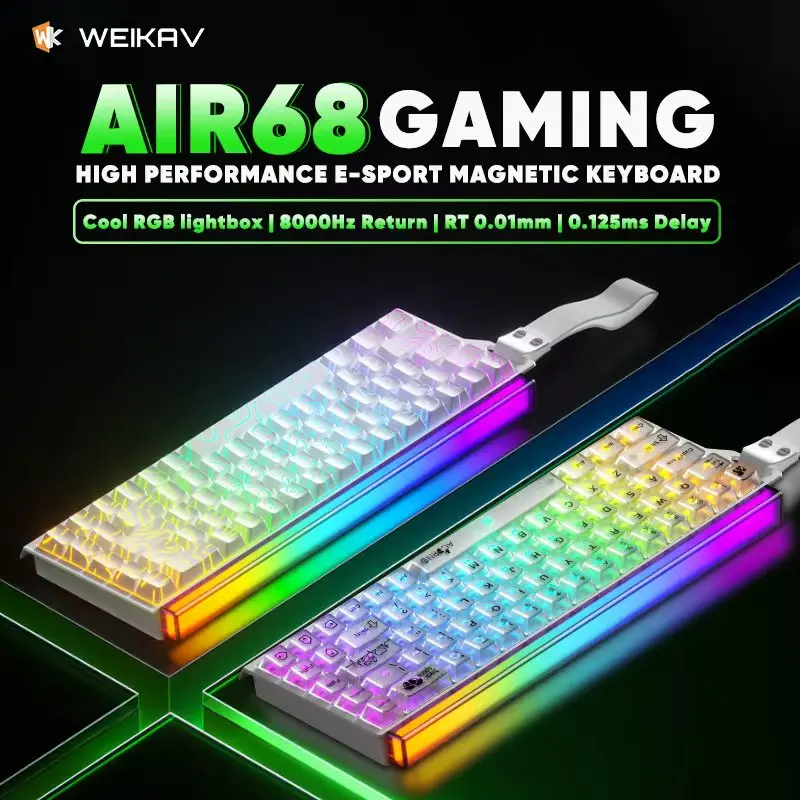 

Weikav AIR68 Wired Gamimg Mechanical Keyboard Magnetic Switch RT0.01mm 0.125ms 8K RGB Hotswap Gaming Keyboard PC Accessories