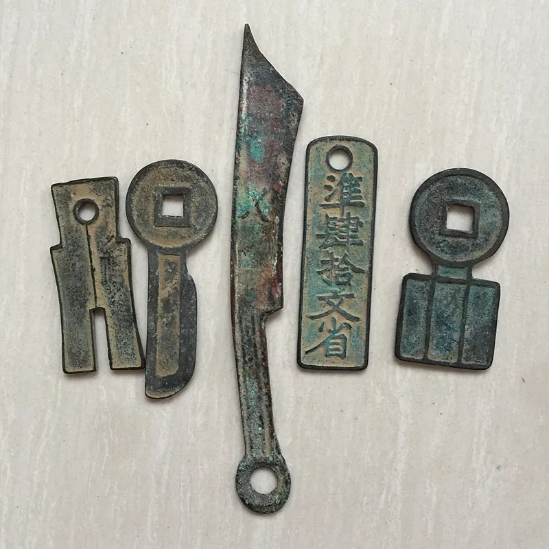 Ancient coins collection Warring States Knives Goods Cloth Lin  House Money Cards are flat one knifes five thousand key a set