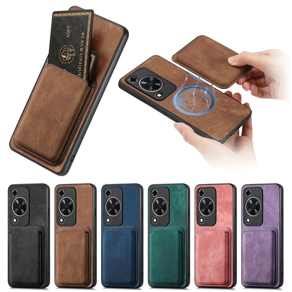 

Роскошный чехол для Huawei Nova Y72 2024, съемный чехол 2 в 1, чехол Magsafe Leaher Card Etui для Huawei Nova Y72 Задняя крышка NovaY72 Y 72 Funda