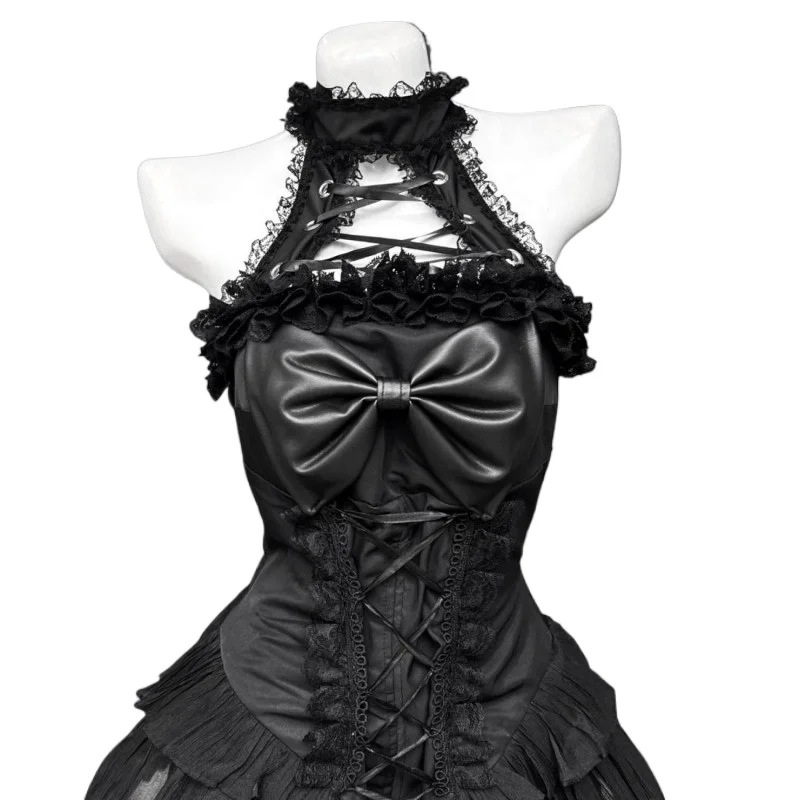 Y2k القوطي الشرير لوليتا ضمادة فستان تانك القمم قصيرة الأكمام قصيرة القمم المرأة الصيف فساتين جديدة سموك مجموعات تأثيري الملابس Treny