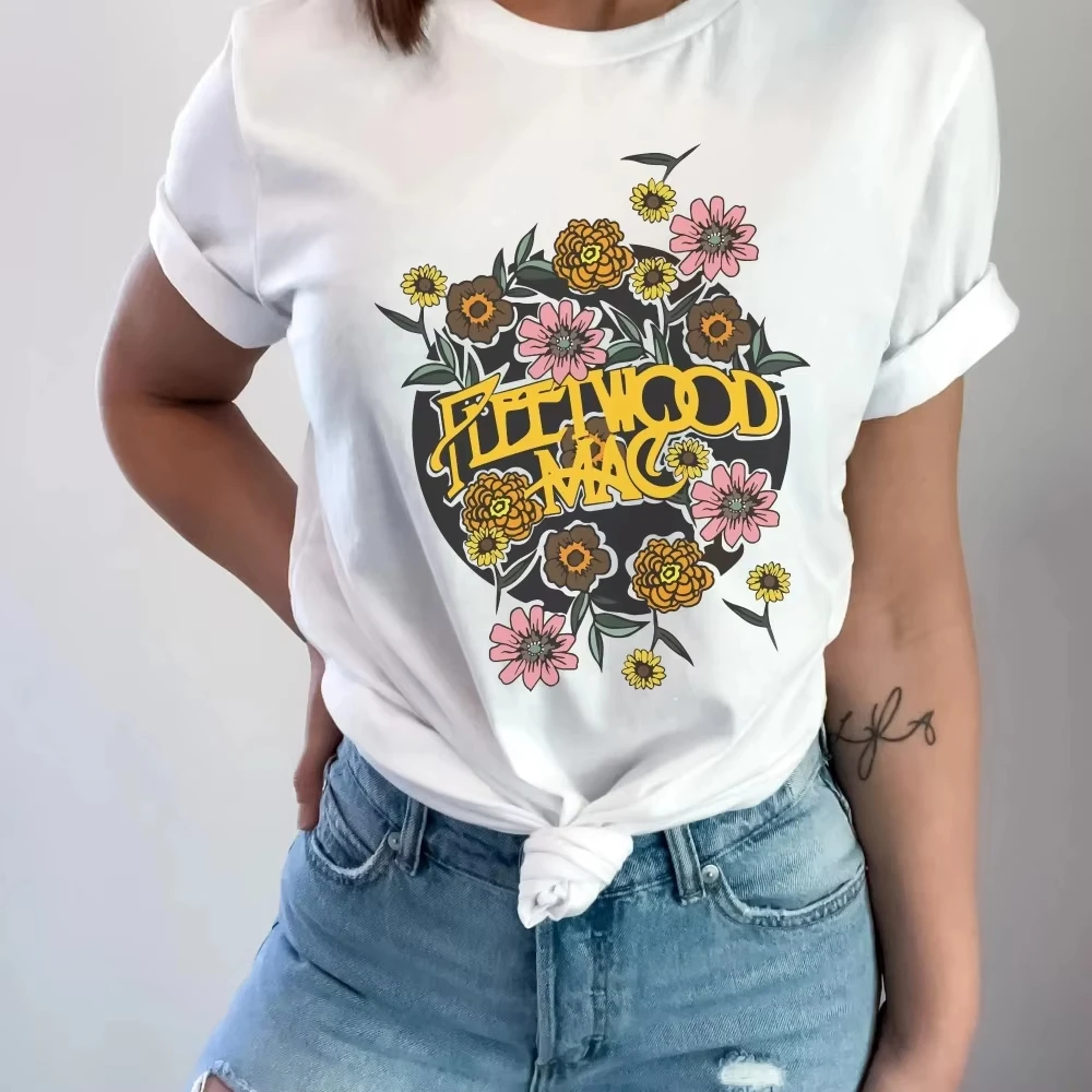 Ladies Fleetwood Mac Band Pattern Printed T-shirt, Suitable for Both Men and Women in All Seasons