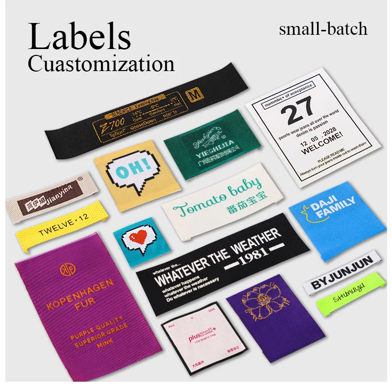 500pcs/Lot Multi size Custom High Quanlity Brand Logo High Density Garment Neck Label Luxury Woven Label for Clothing