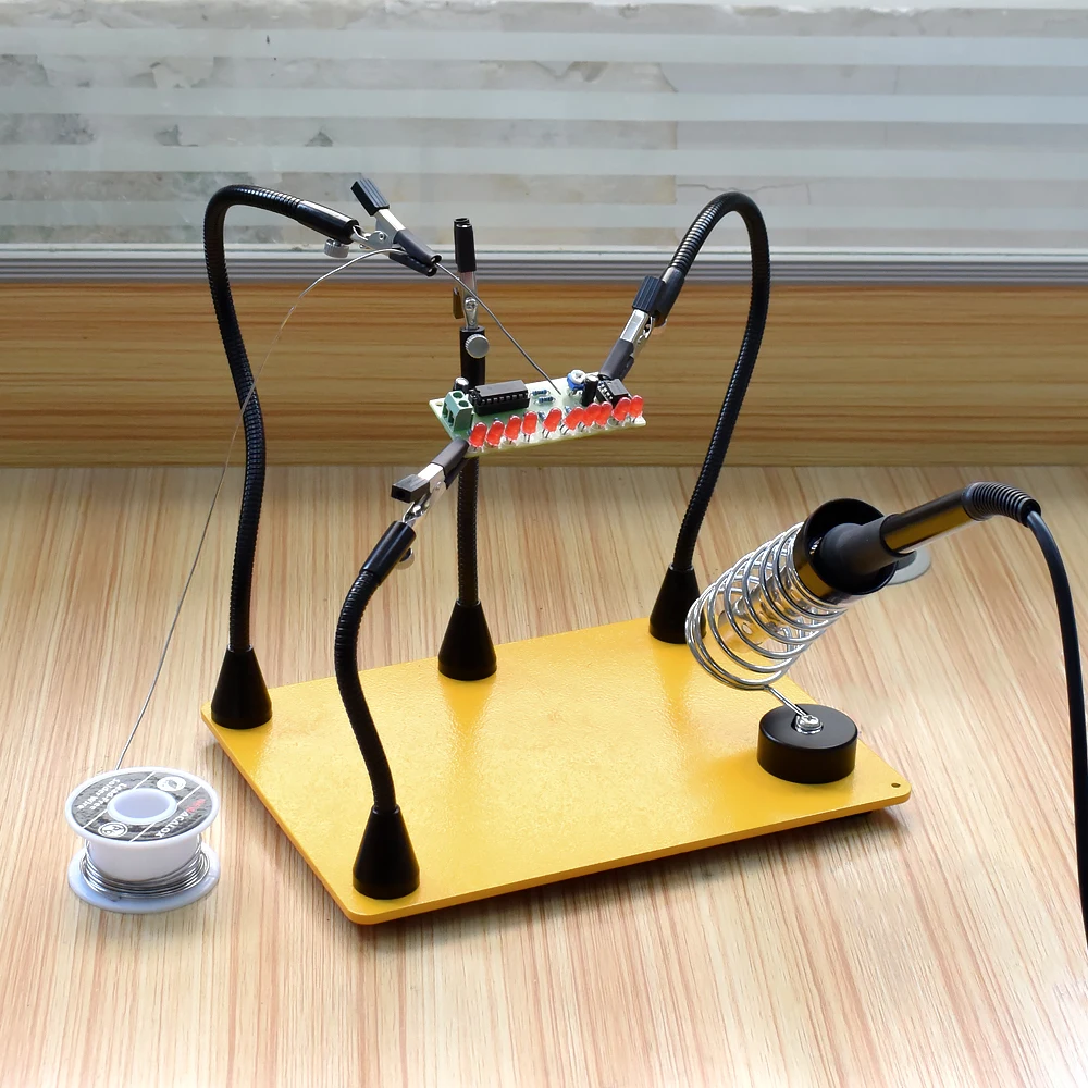 NEWACALOX Magnetic Base Soldering Third Hand Tool Welding Station PCB Holder Workshop Helping Hands with 3X LED Magnifying Glass