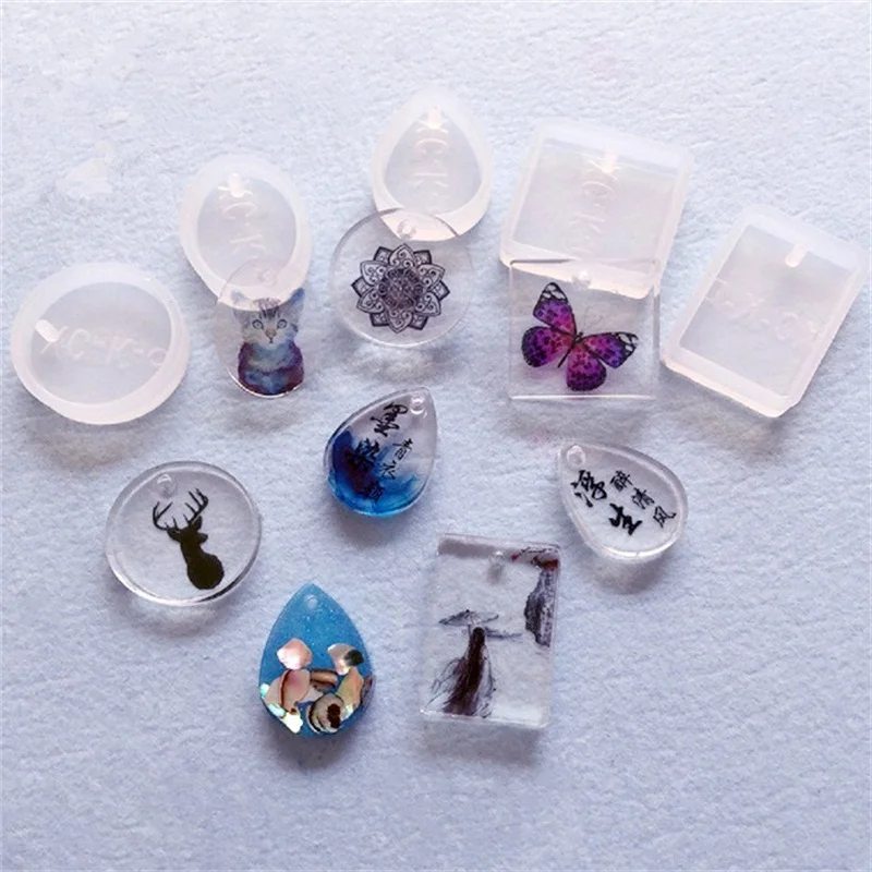 ペンダントジュエリーモールド鋳造用ウォータードロップシリコンモールド5個