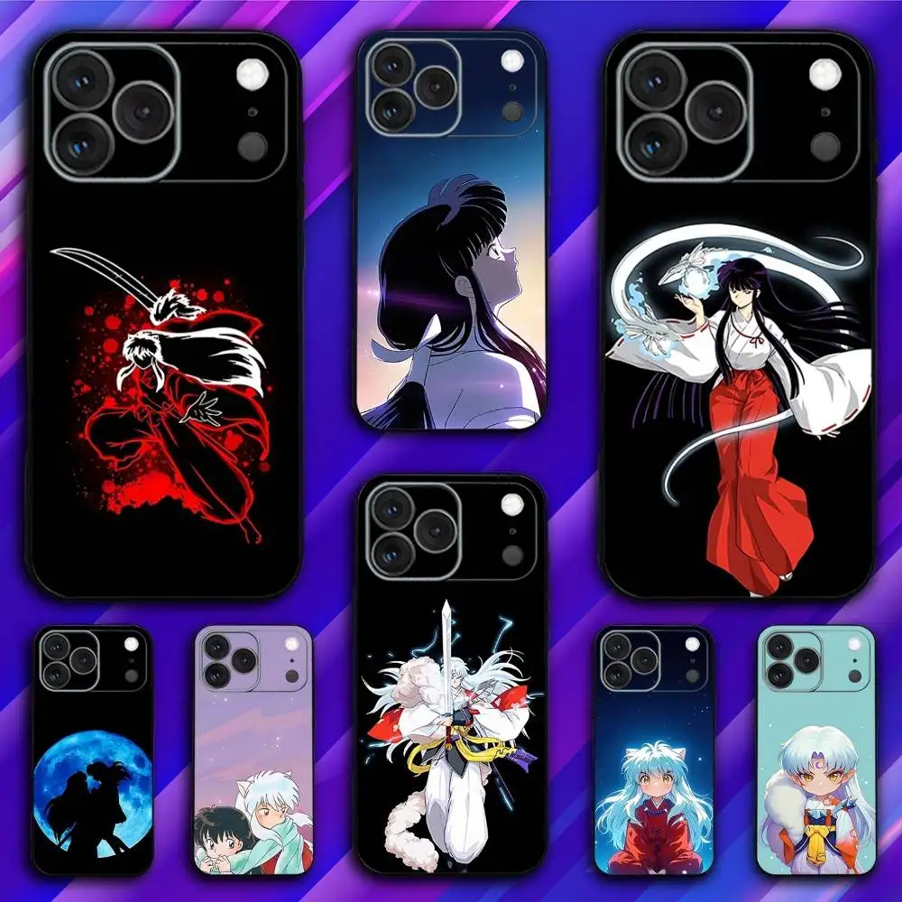 

Cute I-Inuyashas Anime Phone Case For iPhone 17,16,15,14,13,12,11,Pro,Max,Plus,X,XS,SE4,E,Mini,Soft Black Case
