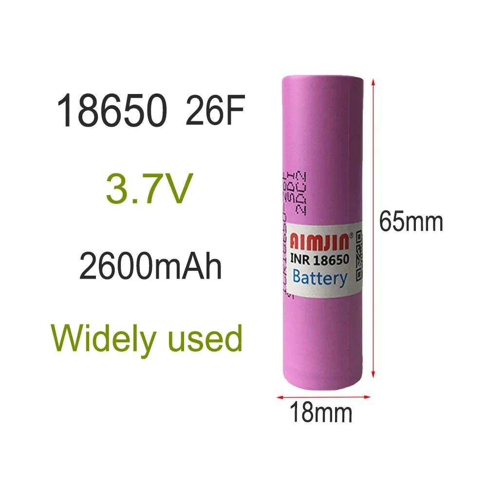 18650 26F 3.7V 2600mAh  Rechargeable Battery With USB Charger, Suitable For Our 18650 Toys, Tools, Flashlight Batteries, Etc