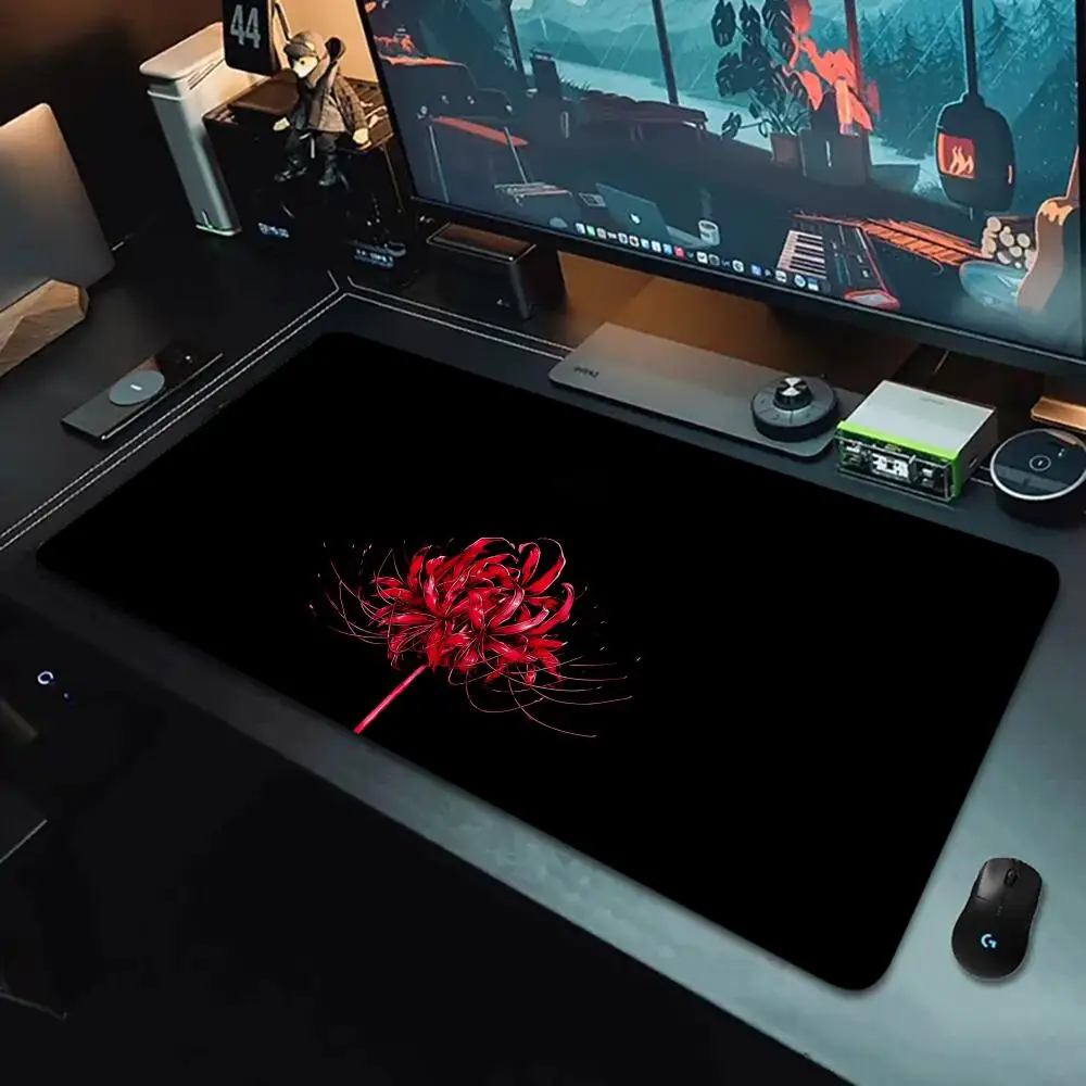 

Red Spider Lily Mouse Pad Large Computer Office Game Table Mat XXL Rubber Anti-slip Stitched Edges Keyboard Mats Long Desk Pads