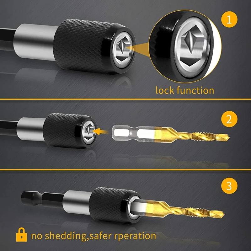 Juego de brocas y taladros combinados de ABPP-7Pcs, herramienta de broca de roscado de tornillo recubierto 3 en 1 para perforar hilo métrico HSS M3-M10
