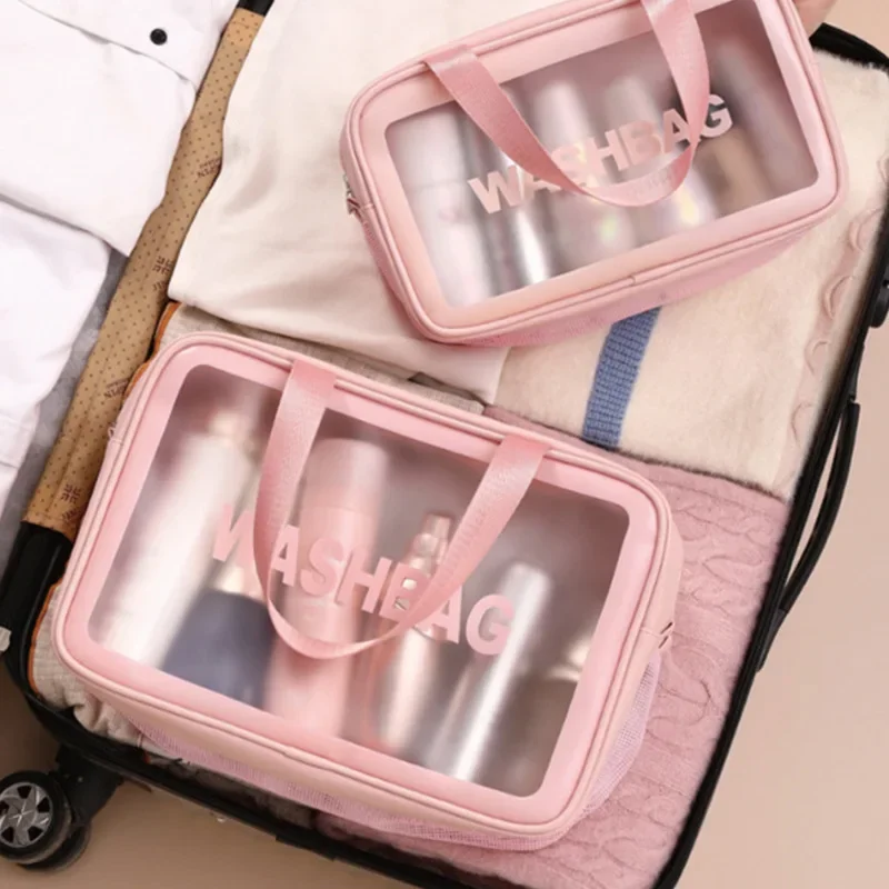 Dry-Wet Separation Partition Toiletry Bag Portable PVC Double-Layer Cosmetic Storage Bag for Travel, Beach, Pool Bathing