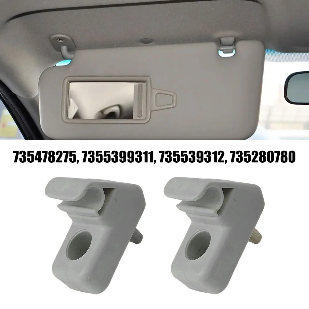 

2pcs Car Sun Visor Clip 735478275 7355399311 735539312 735280780 Wear-resistant Non-deformable Quick Easy To Use ABS Gray