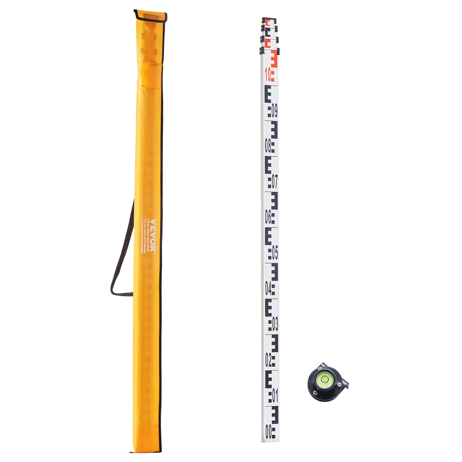VEVOR Asta Telescopica in Alluminio di Grado Professionale 4M con Scala Metrica Bilaterale in CM/MM, Asta di Livellamento in Lega di Alluminio per Rilevamenti