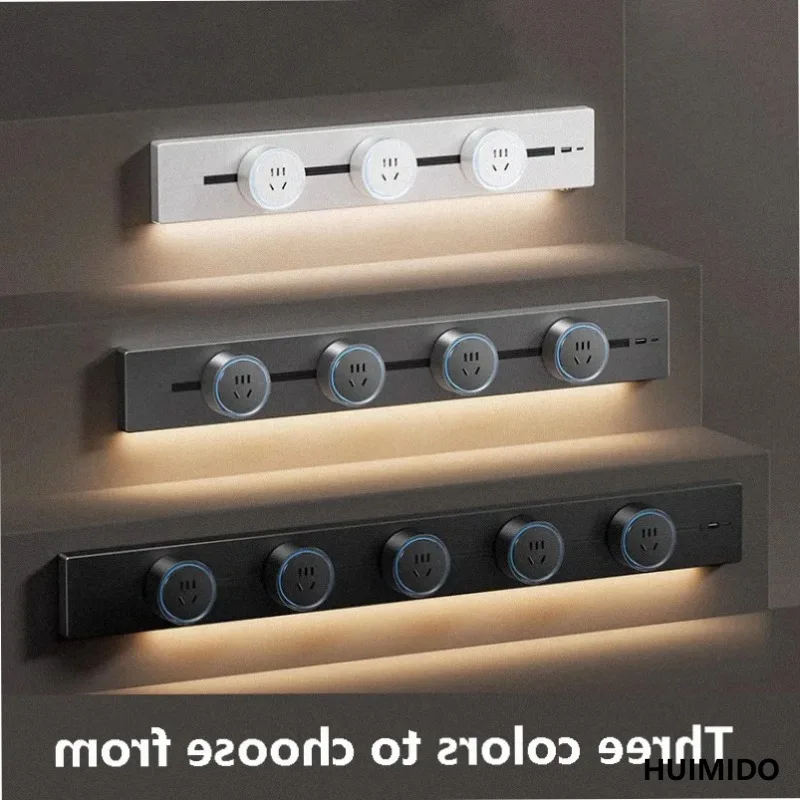 Track Socket Wall Outlet Surface Mounted Romovable Rail Induction Wall Light with USB Type-C UK US EU UN Standard Plug Adapter