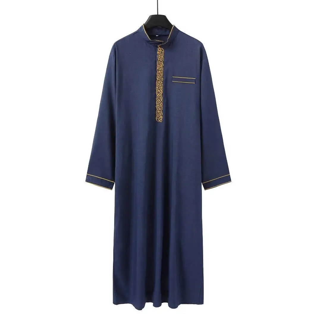

New Stand Collar 2025 Embroidered Casual Ethnic Arab Clothing Loose Long Robe Men's Robe Ramadan Dubai Luxury Islam Elegant