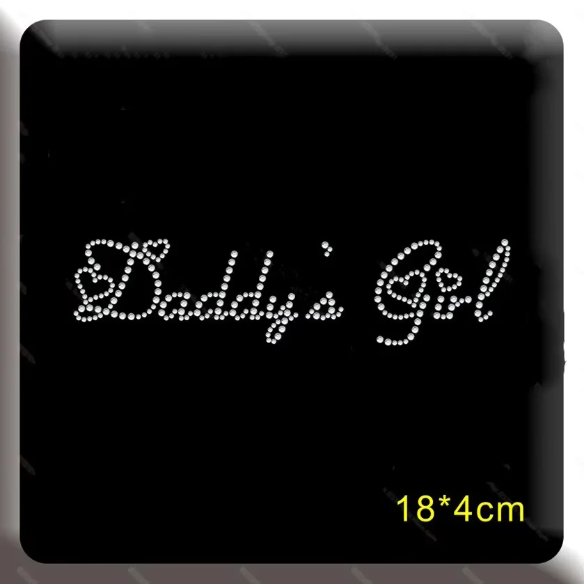 

2pc/lot Daddy's girl patches hot fix rhinestone transfer motifs iron on crystal transfers design stone for child clothes