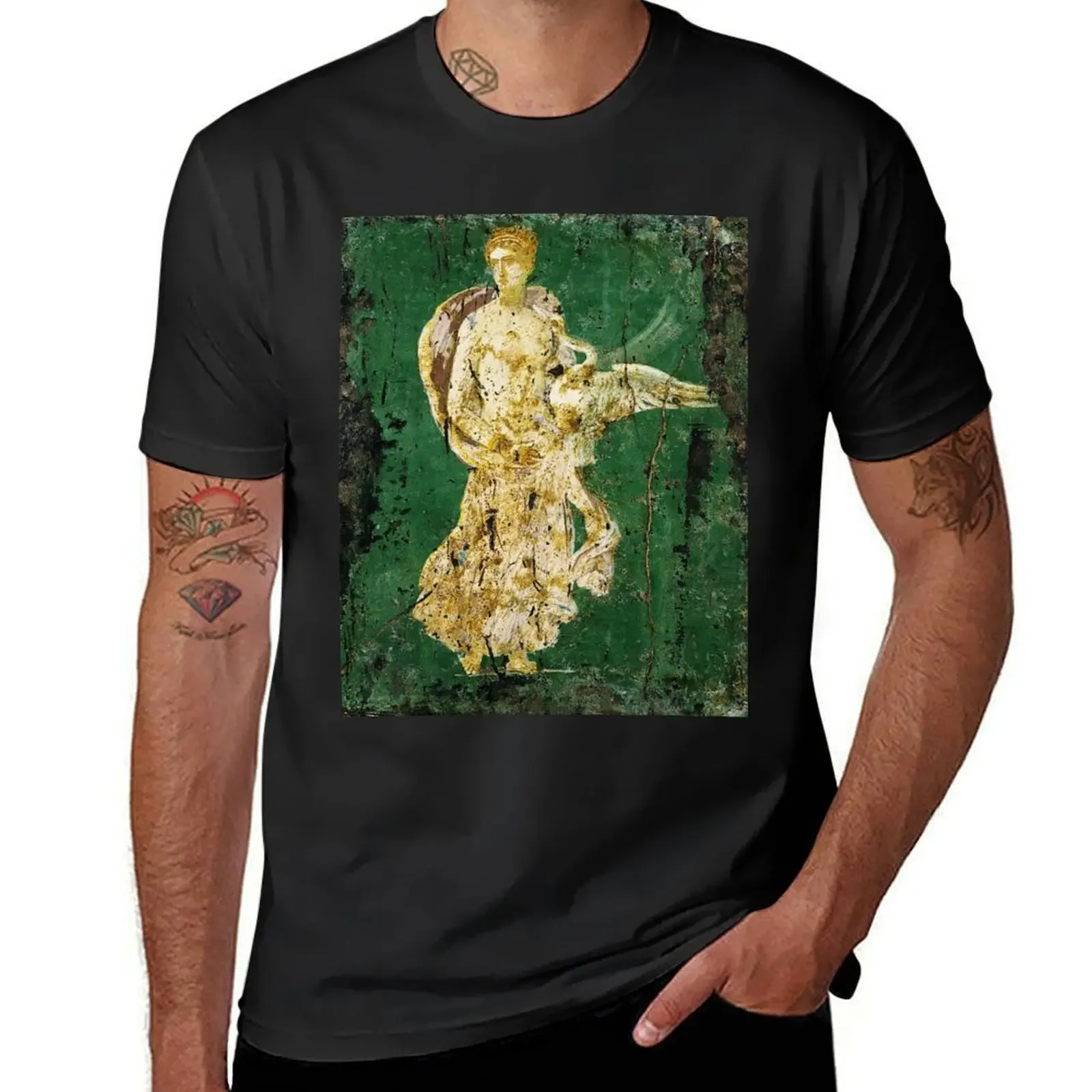 LEDA WITH SWAN ,POMPEII ,ANTIQUE ROMAN WALL PAINTINGS Flower Garden Flying Birds ,Quince and Apple Trees T-Shirt