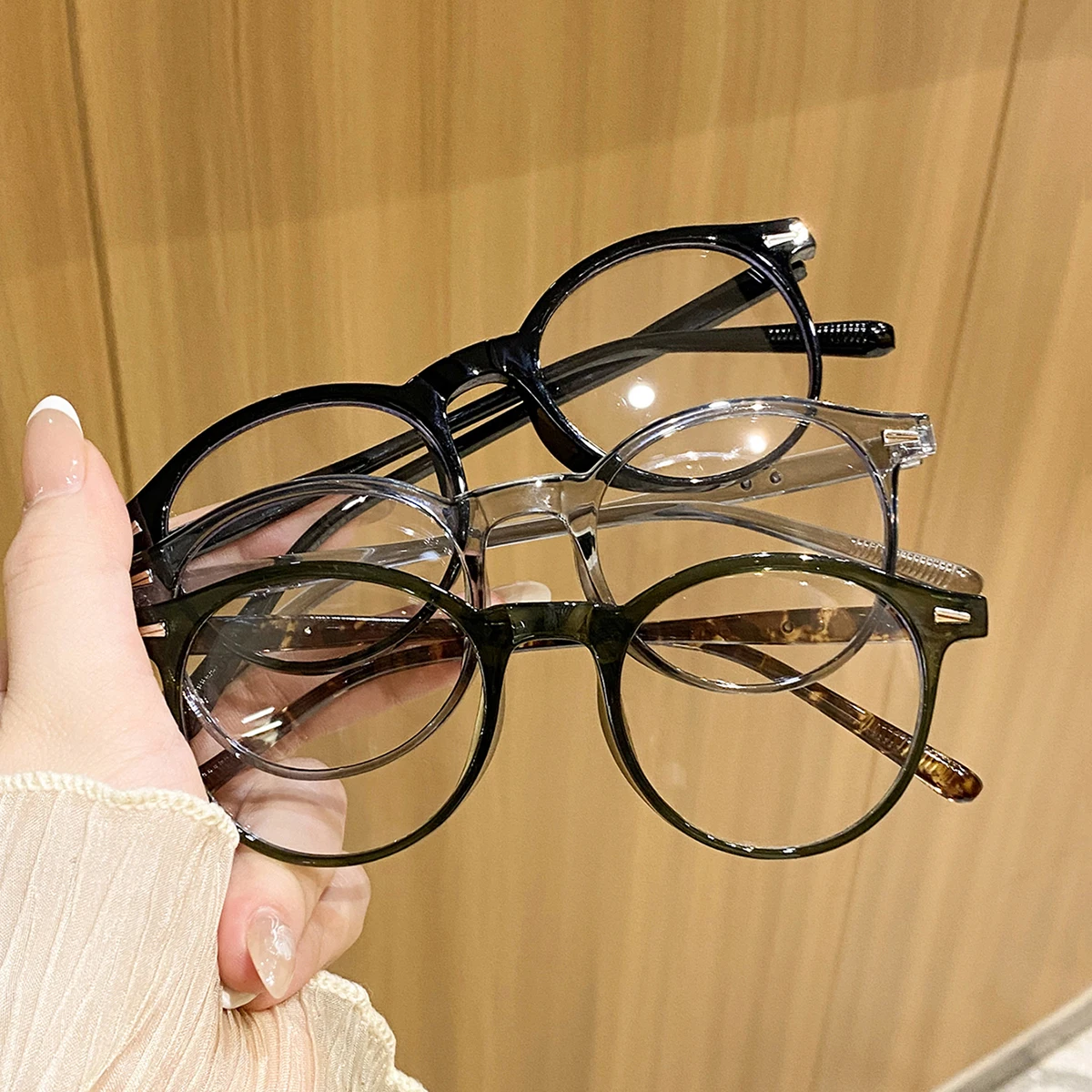 Women'S Fashion Glasses Non Prescription - 3Pcs 여성용 플라스틱 라운드 풀 프레임