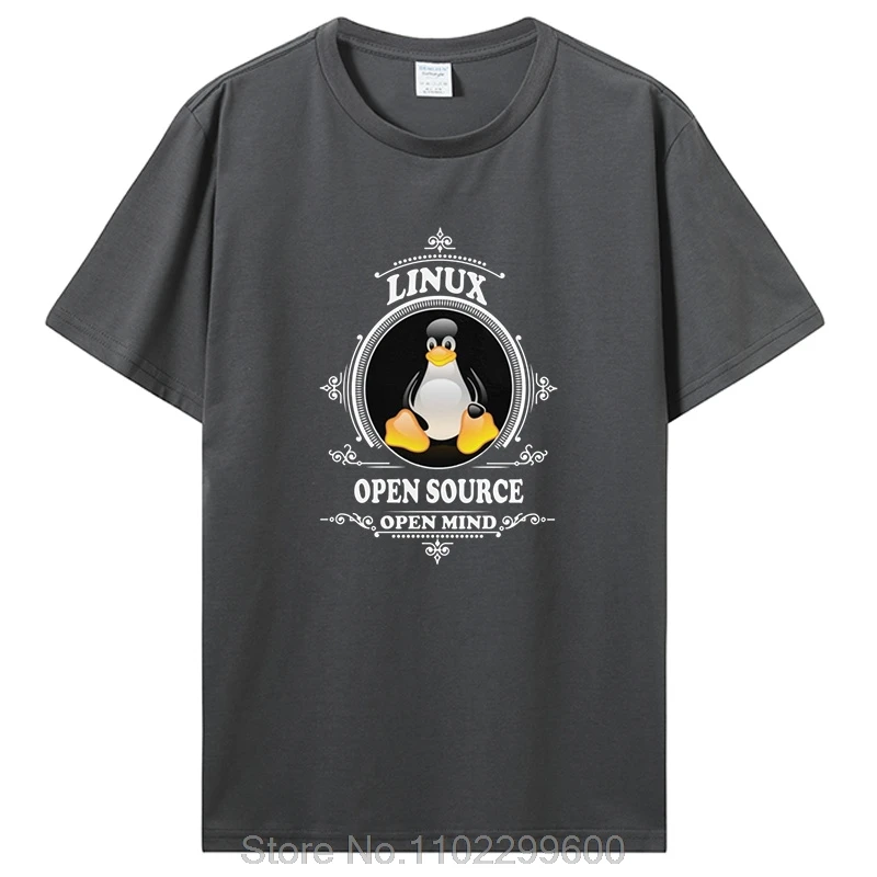 Funny Linux Shirt Open Source Open Mind Tshirt Men Short Sleeve Penguin Developer Programmer Ccoder T-Shirt Cotton Tee Top