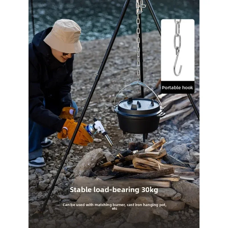 

Подвесная стойка для горшков LUING BOX, портативный телескопический алюминиевый штатив, черный, для кемпинга, пикника, кронштейн из нержавеющей стали, стойка для костра