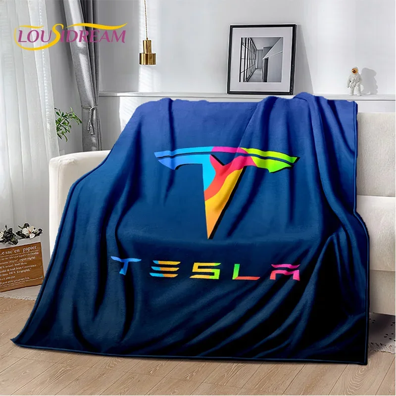 29 Style T-Tesla Car Logo 3D Blanket,Soft Throw Blanket for Home Bedroom Bed Sofa Picnic Travel Office Cover Child Gift