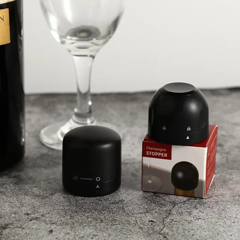 1-3pc Black Domestic Kitchen Sealing Red Wine Bottles Stoppers Mini Preservation Spin Leak Proof Wine Champagne Stoppers Cap